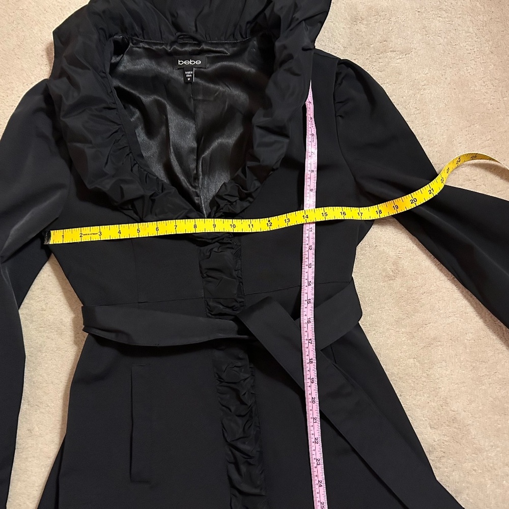 Bebe Satin Ruching Details Trim Trench Coat, Size M - Picture 14 of 16